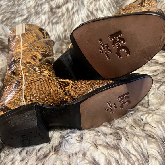 Tony Lama BLK Label Tan Full Snake Men's Boots NEW SOLES & HEELS Sz 9.5 D - Picture 13 of 16